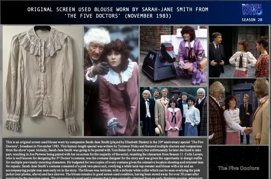 Blouse worn by Sarah-Jane Smith from “The Five Doctors” (November 1983)